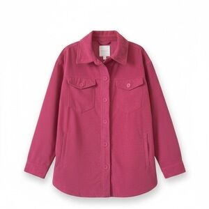 Avec Les Filles Tan Corduroy Oversized Shacket Button Down Jacket - Medium